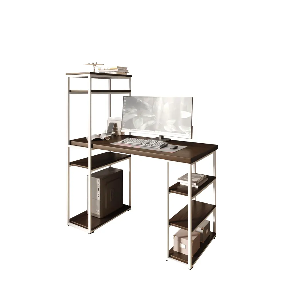 Фото 2 Стол письменный Solarius Loft 80x148x140 см сталь и дерево цвет белый/темный дуб Фото 2 Стол письменный Solarius Loft 80x148x140 см сталь и дерево цвет белый/темный дуб