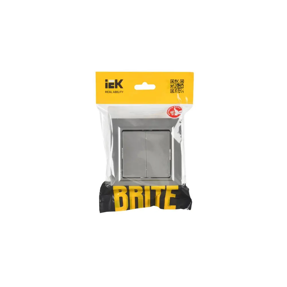 Фото 2 Выключатель встраиваемый Iek Brite BR-V20-0-10-K46-F 2 клавиши цвет сталь Фото 2 Выключатель встраиваемый Iek Brite BR-V20-0-10-K46-F 2 клавиши цвет сталь