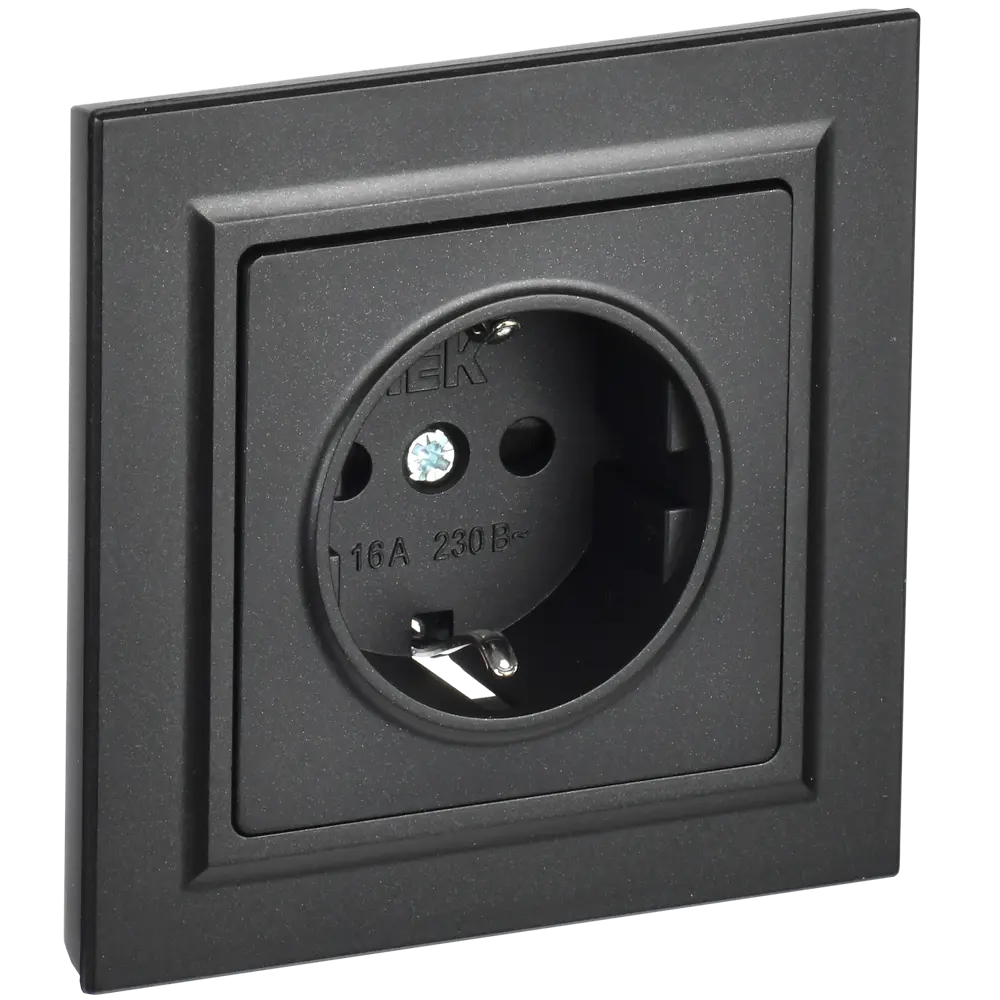 Фото 3 Розетка встраиваемая Iek Brite BR-R14-16-K02-F с заземлением и шторками цвет черный Фото 3 Розетка встраиваемая Iek Brite BR-R14-16-K02-F с заземлением и шторками цвет черный