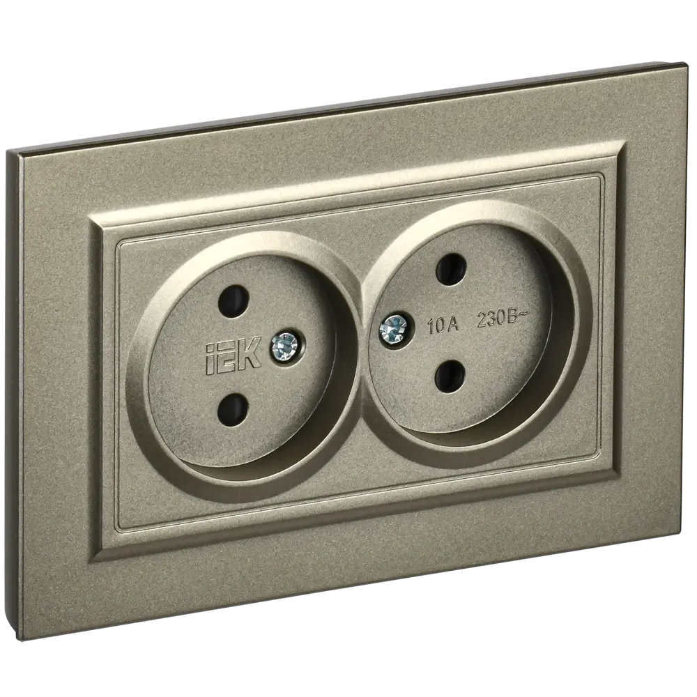 Фото 3 Розетка двойная встраиваемая Iek Brite BR-R23-10-K37-F со шторками цвет шампань Фото 3 Розетка двойная встраиваемая Iek Brite BR-R23-10-K37-F со шторками цвет шампань