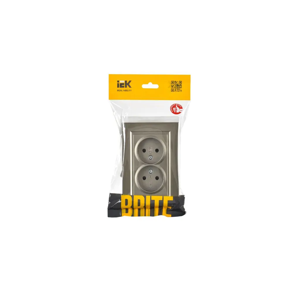 Фото 2 Розетка двойная встраиваемая Iek Brite BR-R23-10-K37-F со шторками цвет шампань Фото 2 Розетка двойная встраиваемая Iek Brite BR-R23-10-K37-F со шторками цвет шампань