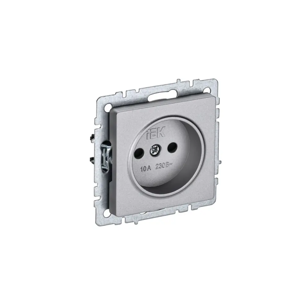 Фото Розетка встраиваемая Iek Brite BR-R13-10-K47 со шторками цвет алюминий Фото Розетка встраиваемая Iek Brite BR-R13-10-K47 со шторками цвет алюминий