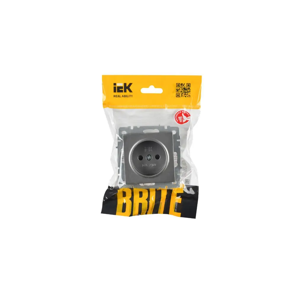 Фото 2 Розетка встраиваемая Iek Brite BR-R13-10-K46 со шторками цвет сталь Фото 2 Розетка встраиваемая Iek Brite BR-R13-10-K46 со шторками цвет сталь