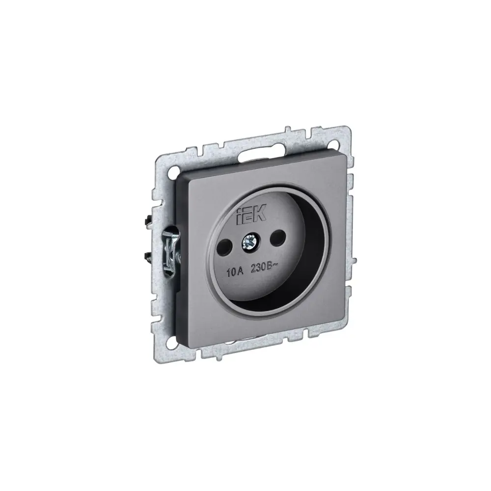 Фото Розетка встраиваемая Iek Brite BR-R13-10-K46 со шторками цвет сталь Фото Розетка встраиваемая Iek Brite BR-R13-10-K46 со шторками цвет сталь