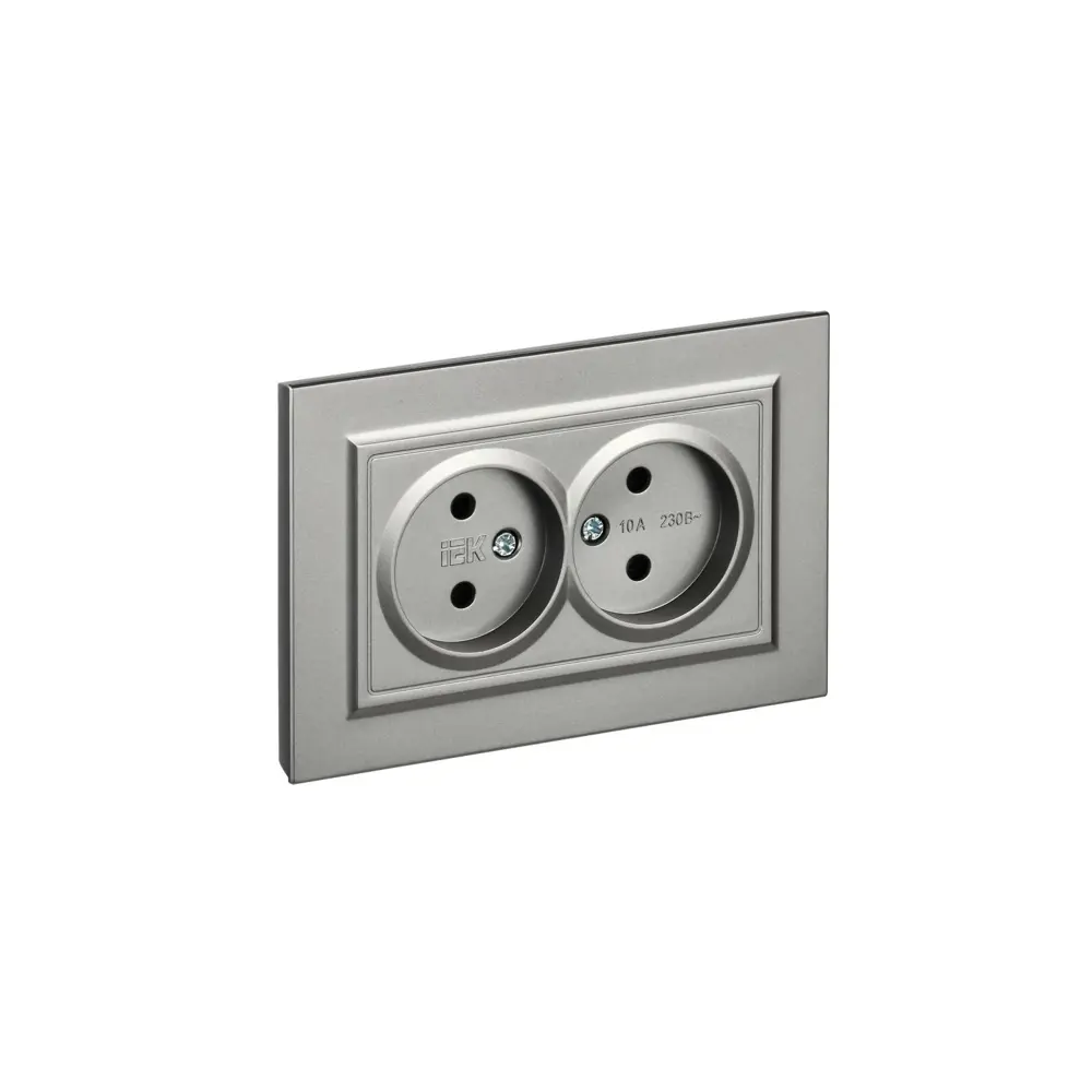Фото Розетка двойная встраиваемая Iek Brite BR-R20-10-K46-F цвет сталь Фото Розетка двойная встраиваемая Iek Brite BR-R20-10-K46-F цвет сталь