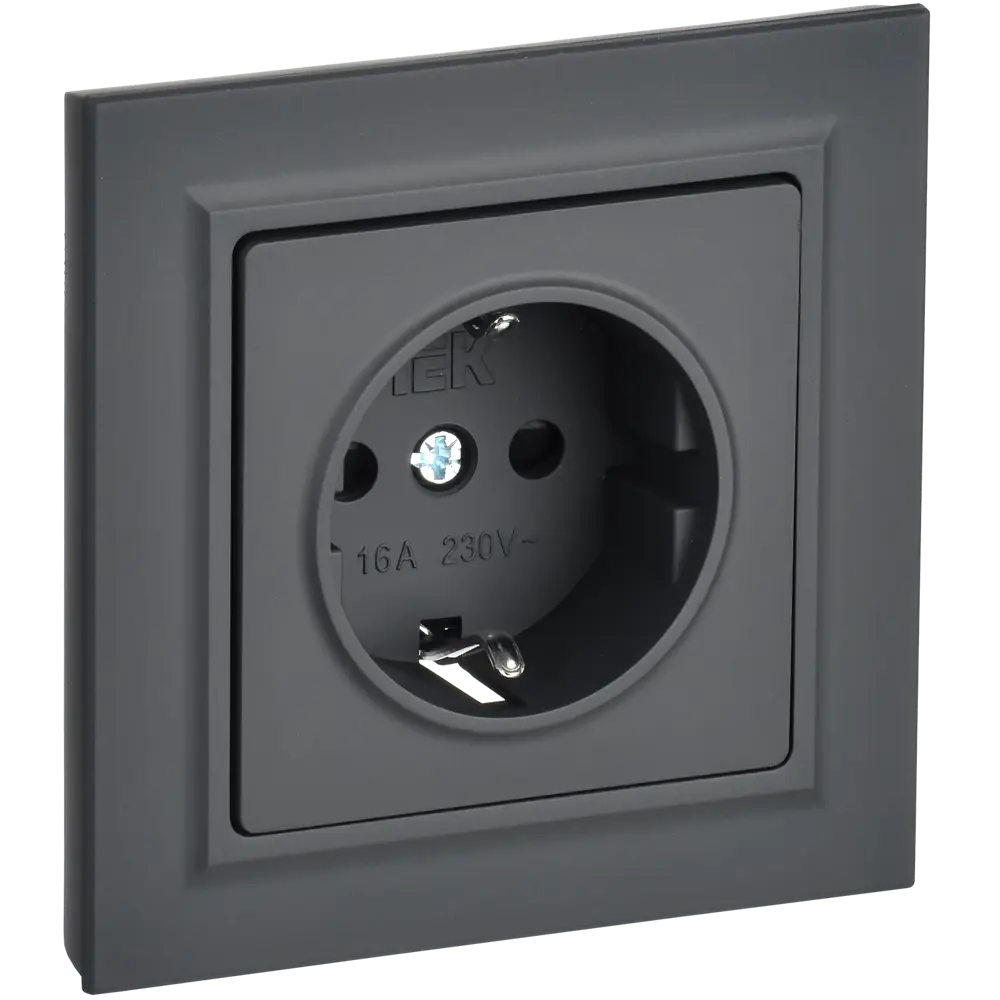 Фото 3 Розетка встраиваемая Iek Brite BR-R14-16-K53-F с заземлением и шторками цвет графит Фото 3 Розетка встраиваемая Iek Brite BR-R14-16-K53-F с заземлением и шторками цвет графит