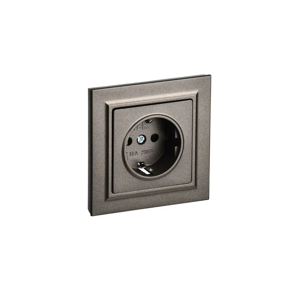 Фото Розетка встраиваемая Iek Brite BR-R14-16-K45-F с заземлением и шторками цвет бронза Фото Розетка встраиваемая Iek Brite BR-R14-16-K45-F с заземлением и шторками цвет бронза