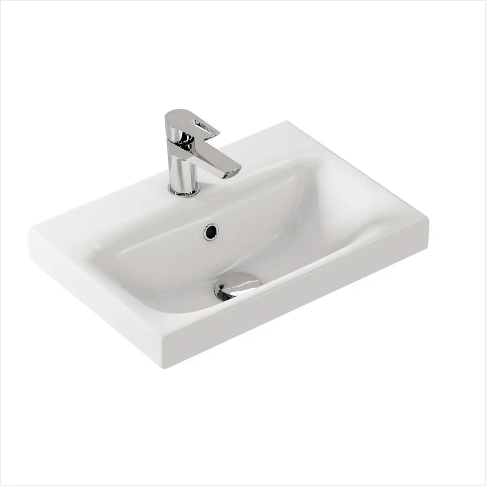 Фото 4 Тумба с раковиной в ванную Ruvann Aqvi 50 раковина Moduo 50 подвесная цвет графит софт, дуб вотан