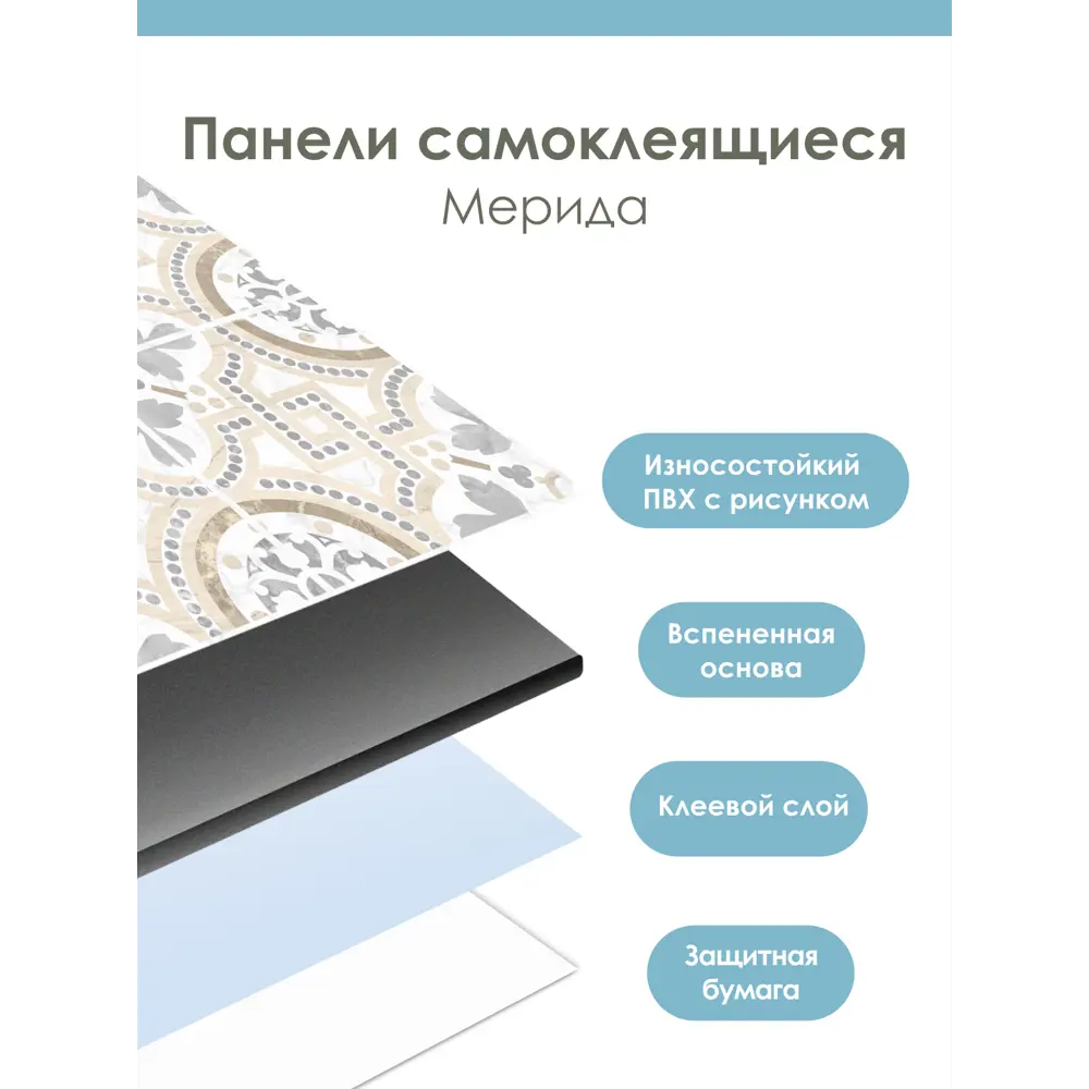 Фото 6 Комплект панелей ПВХ Центурион Мерида 290x290мм 1.6м² 20шт Фото 6 Комплект панелей ПВХ Центурион Мерида 290x290мм 1.6м² 20шт