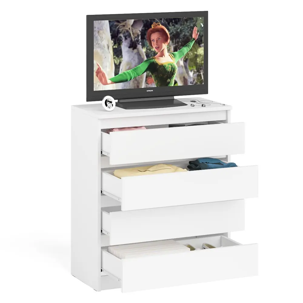 Фото 8 Комод СВК Мори МК800.4 4 ящика 80х41х94 см ЛДСП цвет белый Фото 8 Комод СВК Мори МК800.4 4 ящика 80х41х94 см ЛДСП цвет белый