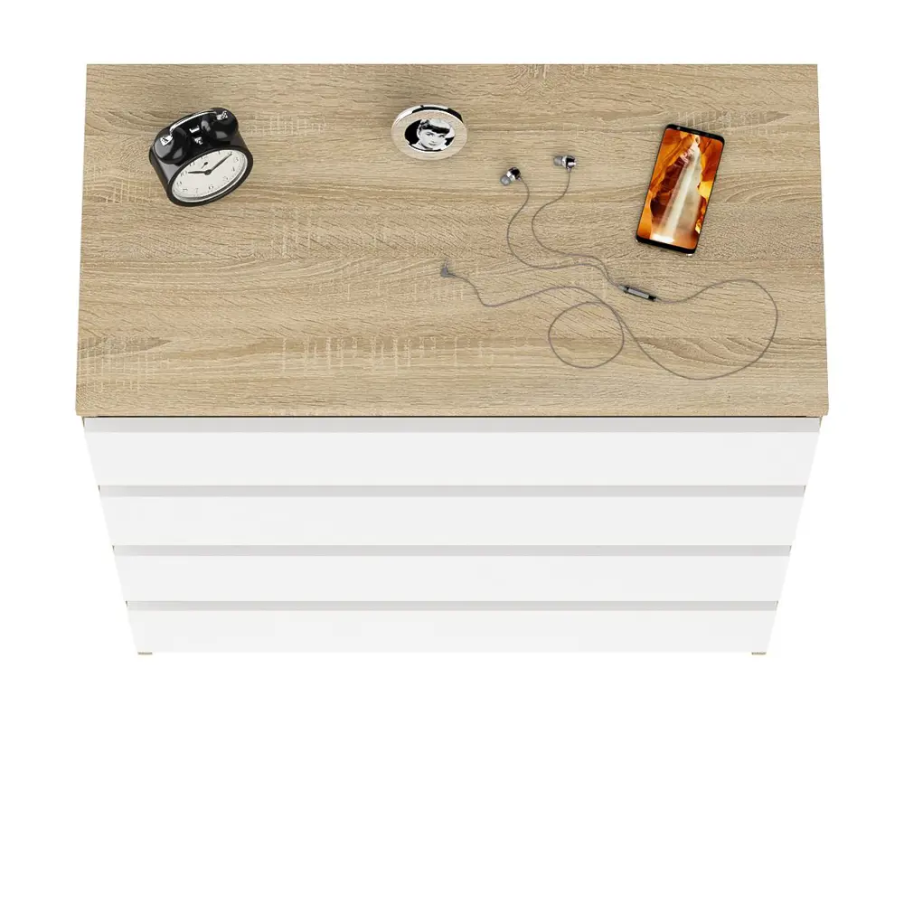 Фото 4 Комод СВК Мори МК800.4 4 ящика 80х41х94 см ЛДСП цвет дуб сонома/белый