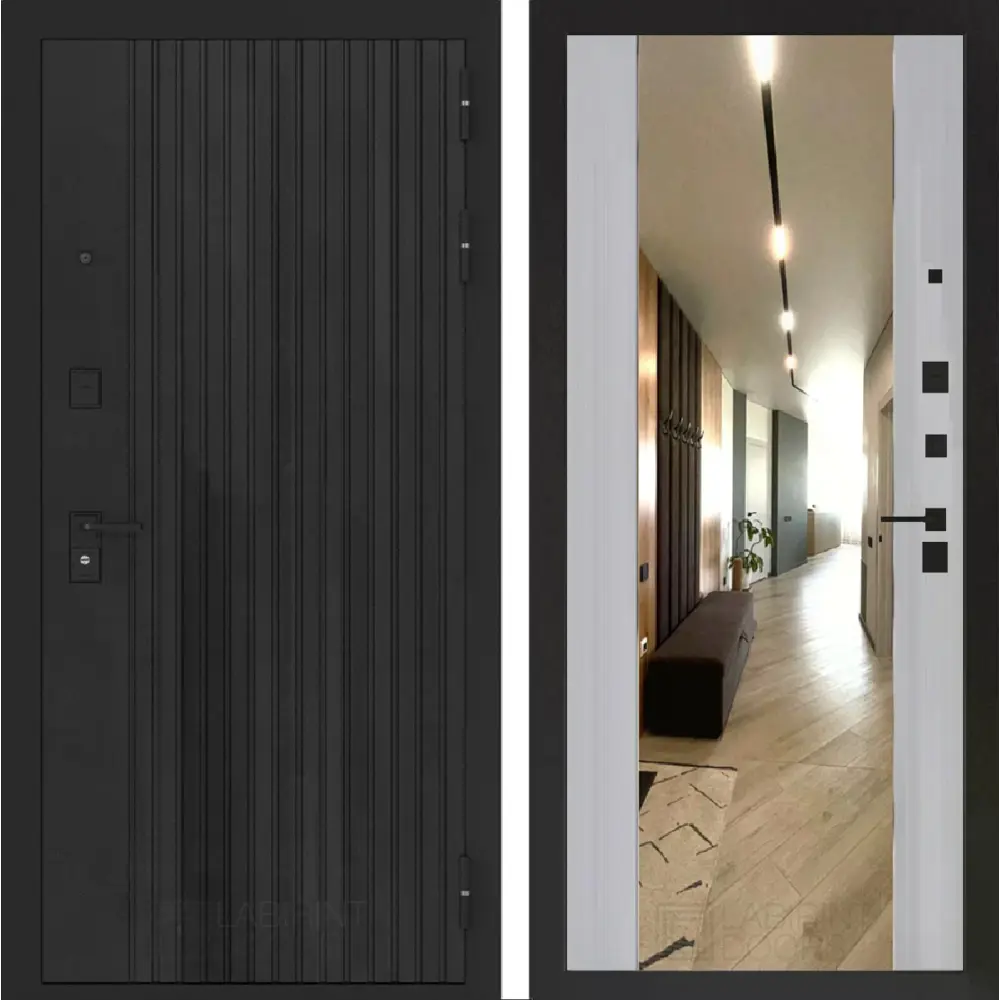 Фото Входная дверь Лабиринт Бункер 06 правый 205x88см цвет черный кварц/серый софт рельеф с зеркалом ФЛЗ-1 Фото Входная дверь Лабиринт Бункер 06 правый 205x88см цвет черный кварц/серый софт рельеф с зеркалом ФЛЗ-1