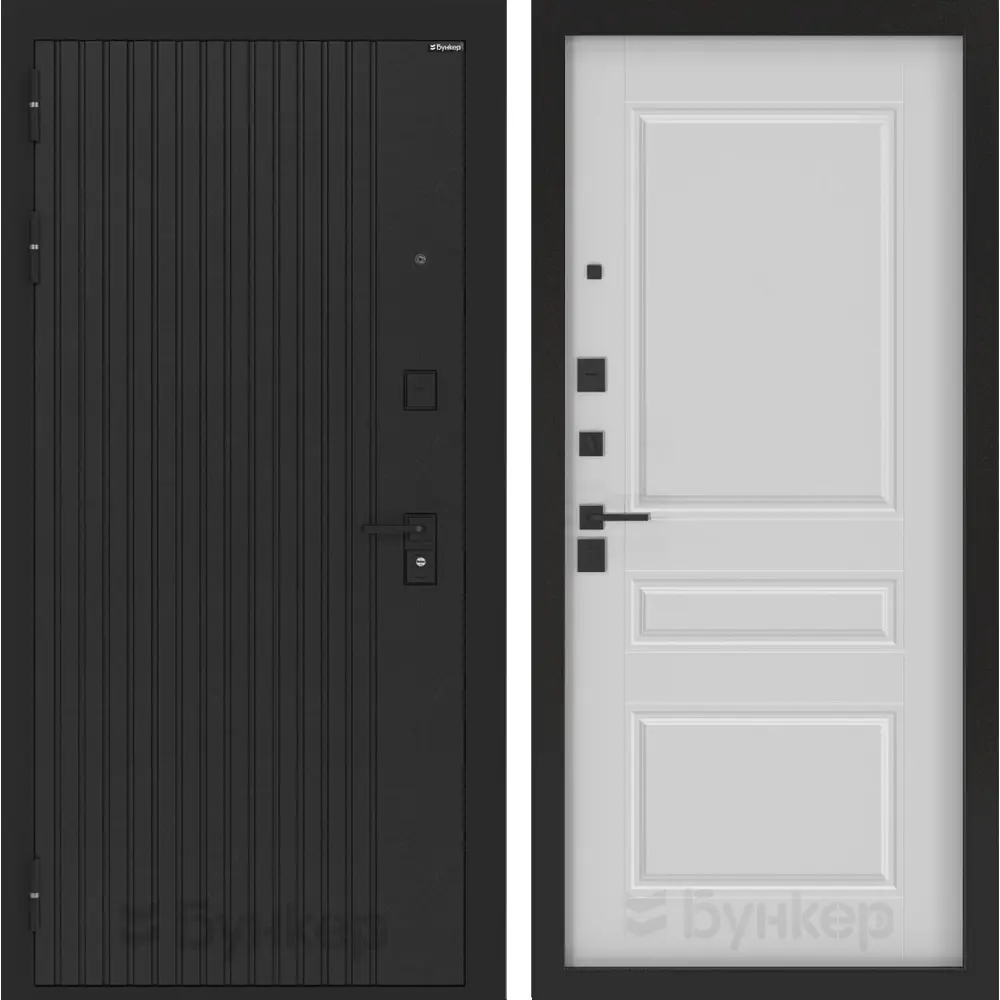 Фото Входная дверь Лабиринт Бункер 06 левый 205x88см цвет черный кварц/белый софт П03