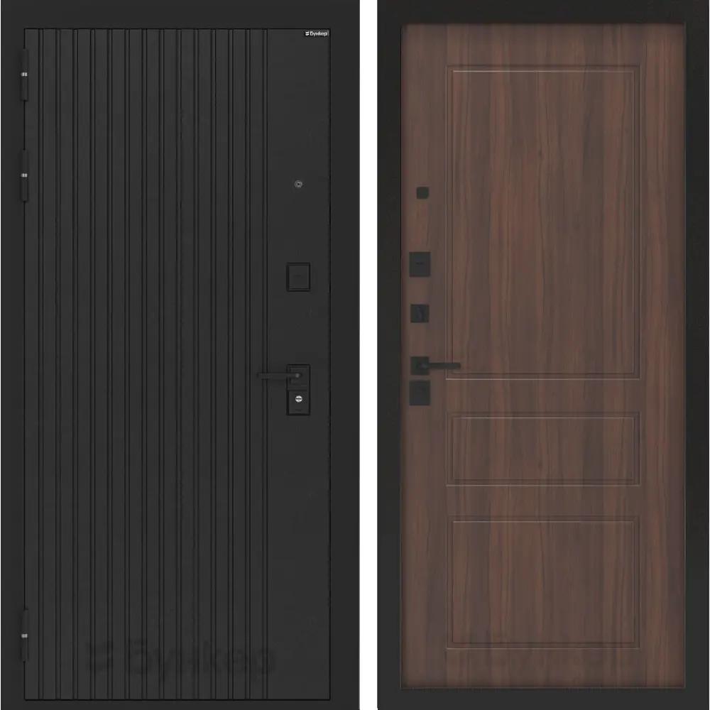 Фото Входная дверь Лабиринт Бункер 06 левый 205x88см цвет черный кварц/орех бренди П03 Фото Входная дверь Лабиринт Бункер 06 левый 205x88см цвет черный кварц/орех бренди П03