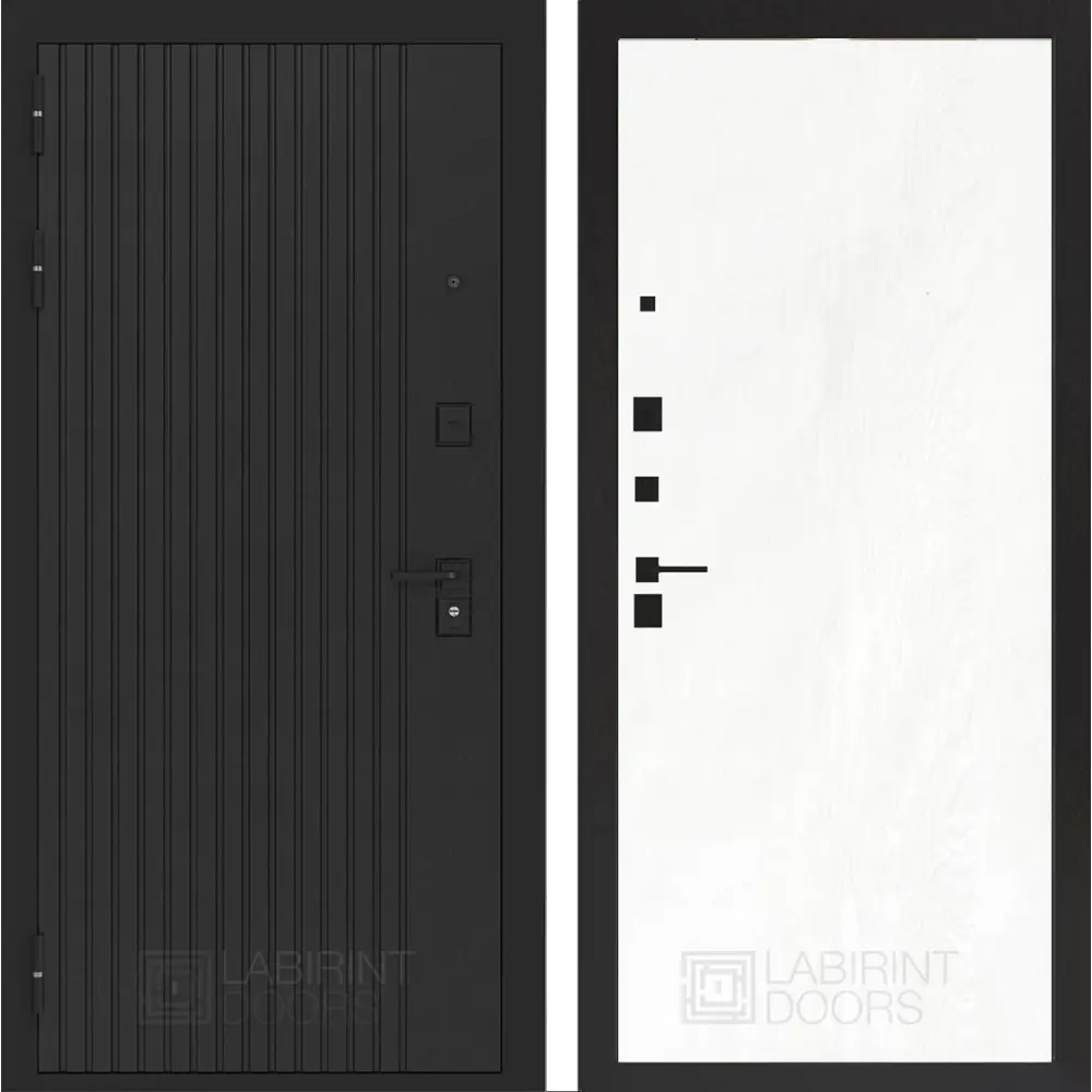 Фото Входная дверь Лабиринт Бункер 06 левый 205x88см цвет черный кварц/белое дерево П05 Фото Входная дверь Лабиринт Бункер 06 левый 205x88см цвет черный кварц/белое дерево П05