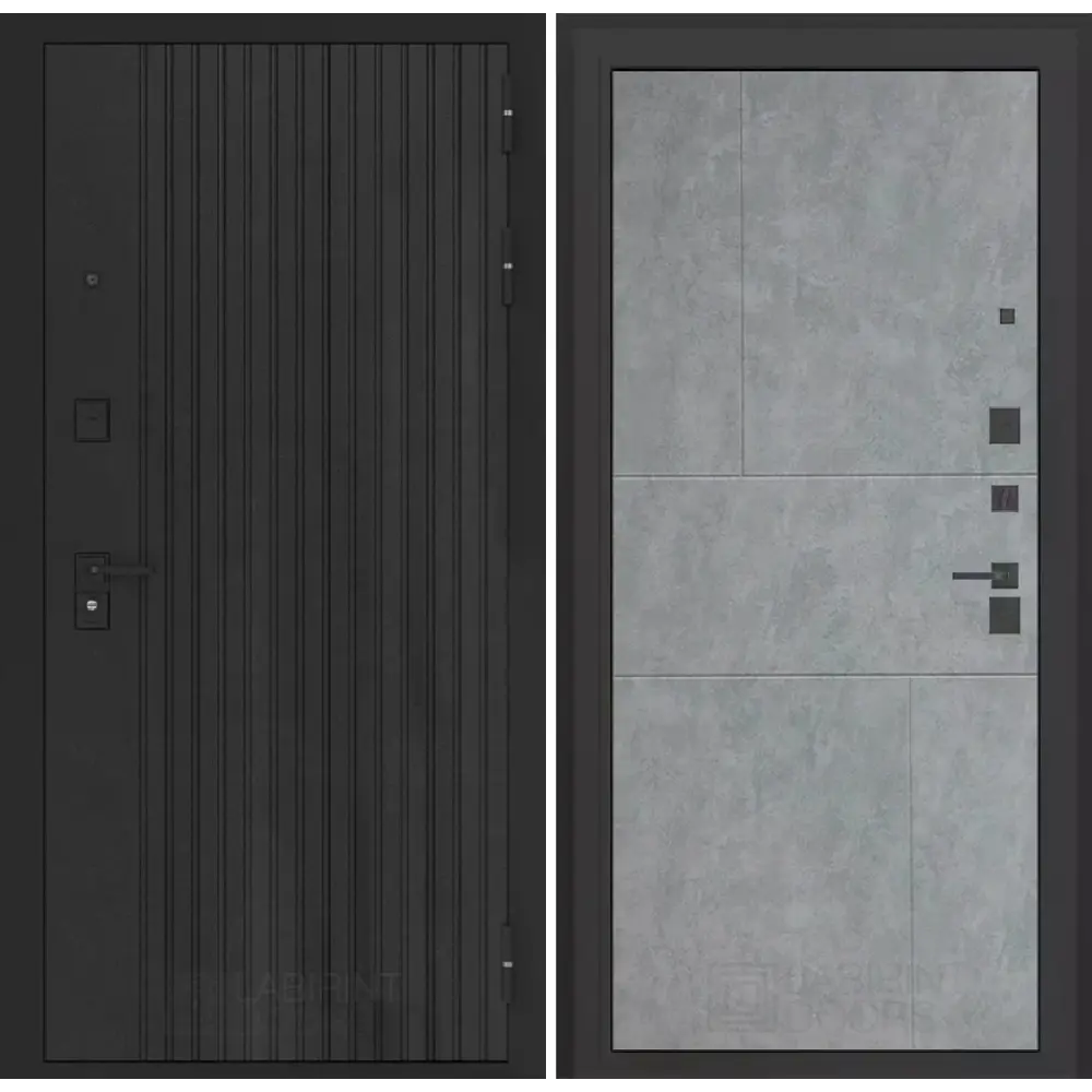 Фото Входная дверь Лабиринт Бункер 06 правый 205x88см цвет черный кварц/бетон серый П21 Фото Входная дверь Лабиринт Бункер 06 правый 205x88см цвет черный кварц/бетон серый П21