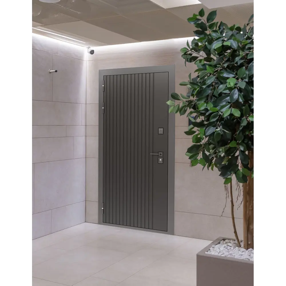 Фото 4 Входная дверь Лабиринт Бункер 06 левый 205x88см цвет черный кварц/белый софт с зеркалом П31