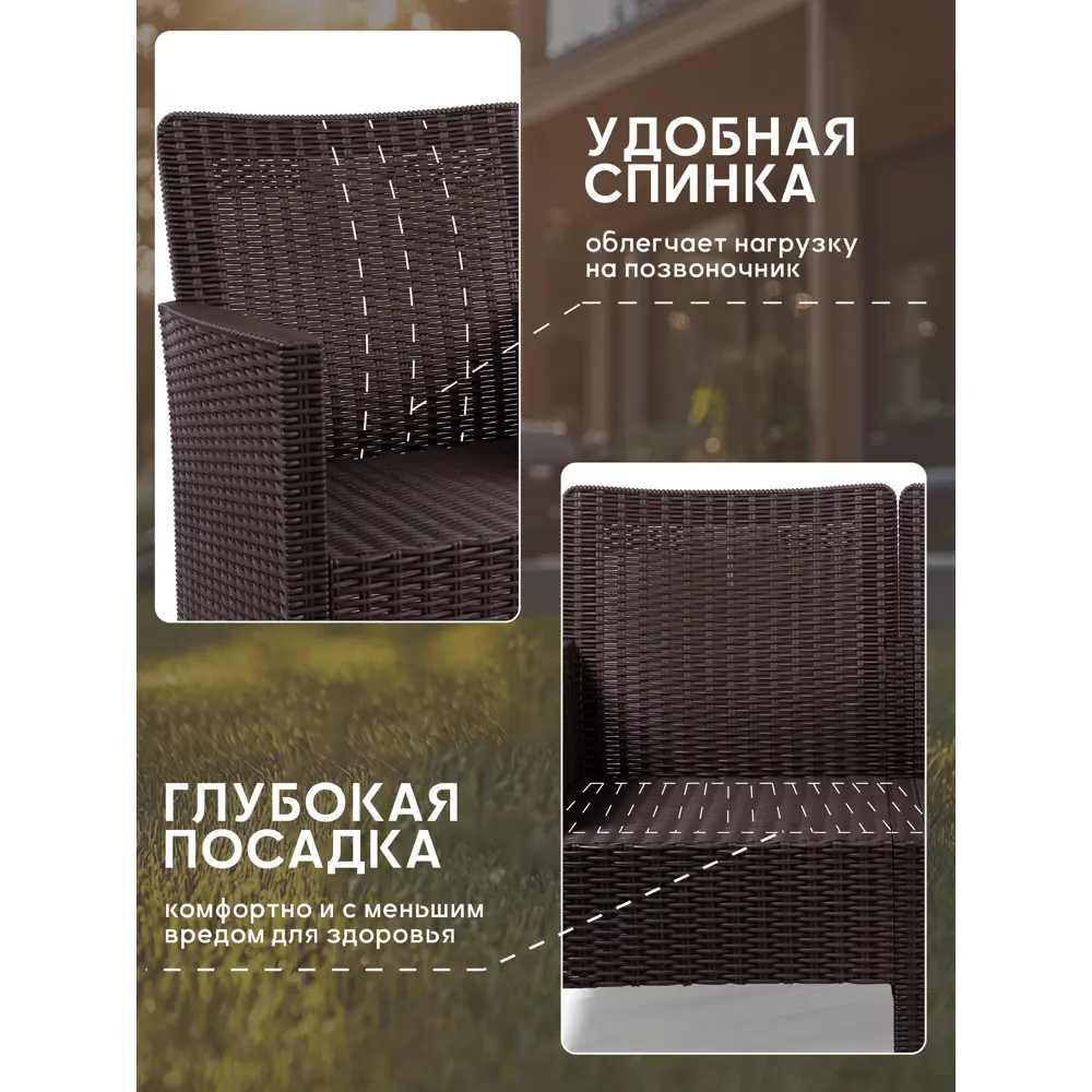 Фото 7 Диван садовый Козырь 6199037 СадКо 114x80x59 см пластик коричневый Фото 7 Диван садовый Козырь 6199037 СадКо 114x80x59 см пластик коричневый