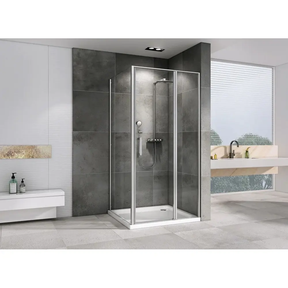 Фото 2 Душевой уголок Abber Sonnenstrand 671872 прямоугольный 100x80см серебристый блеск профиль эффект стекла прозрачный