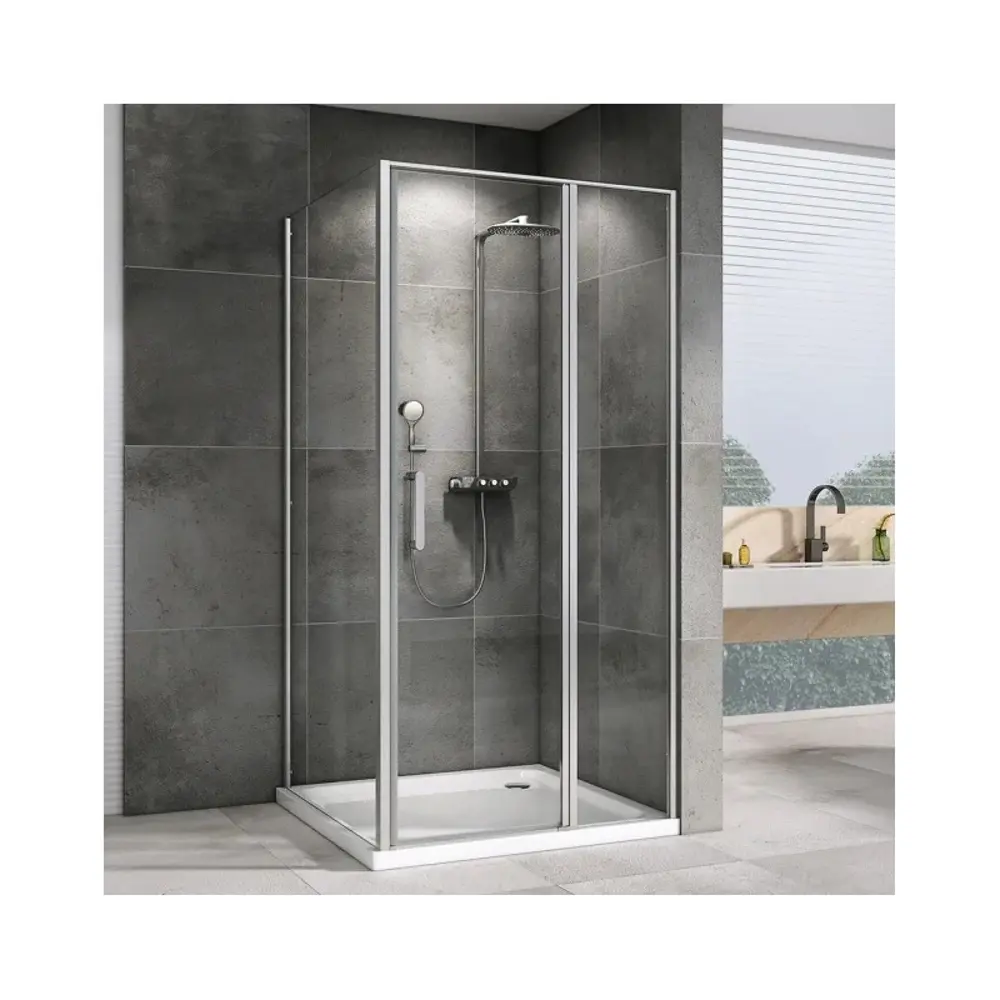 Фото Душевой уголок Abber Sonnenstrand 613516 прямоугольный 90x120см серебристый блеск профиль эффект стекла прозрачный