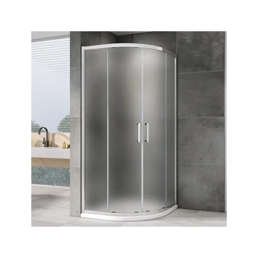 Фото Душевой уголок Abber Schwarzer Diamant 623272 1/4 круга 90x90см серебристый блеск профиль эффект стекла матовый