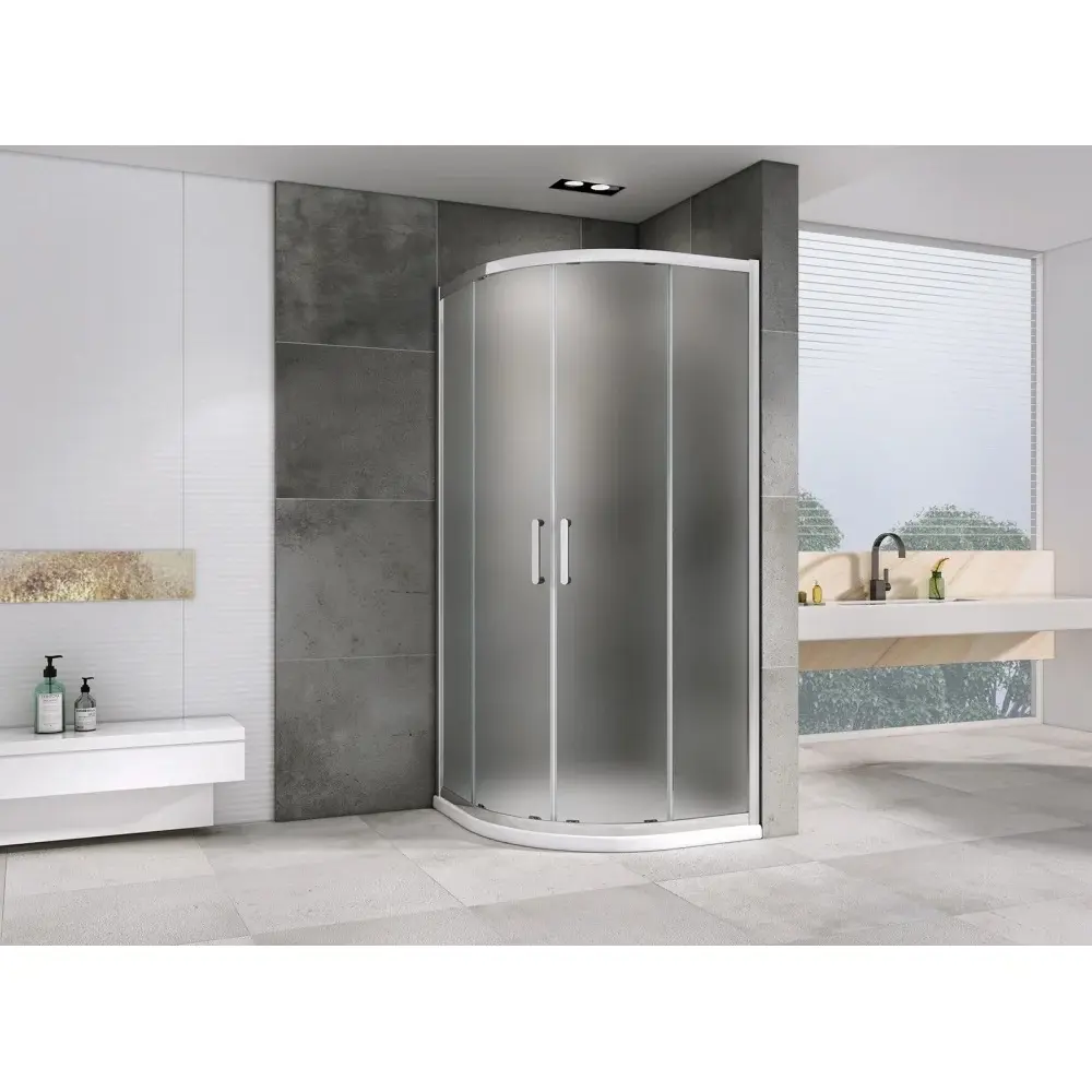 Фото 2 Душевой уголок Abber Schwarzer Diamant 623272 1/4 круга 90x90см серебристый блеск профиль эффект стекла матовый