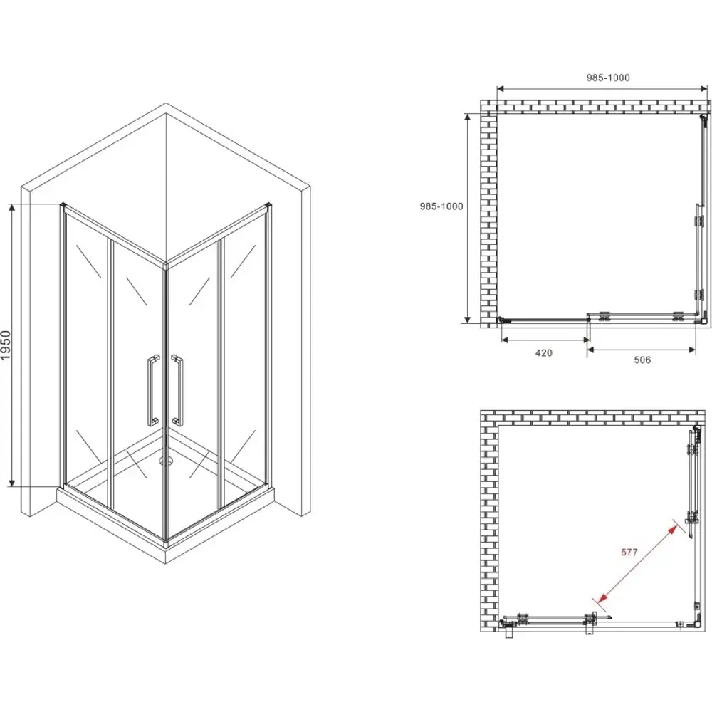 Фото 5 Душевой уголок Abber Schwarzer Diamant 623277 квадратный 100x100см черный профиль эффект стекла тонированный Фото 5 Душевой уголок Abber Schwarzer Diamant 623277 квадратный 100x100см черный профиль эффект стекла тонированный
