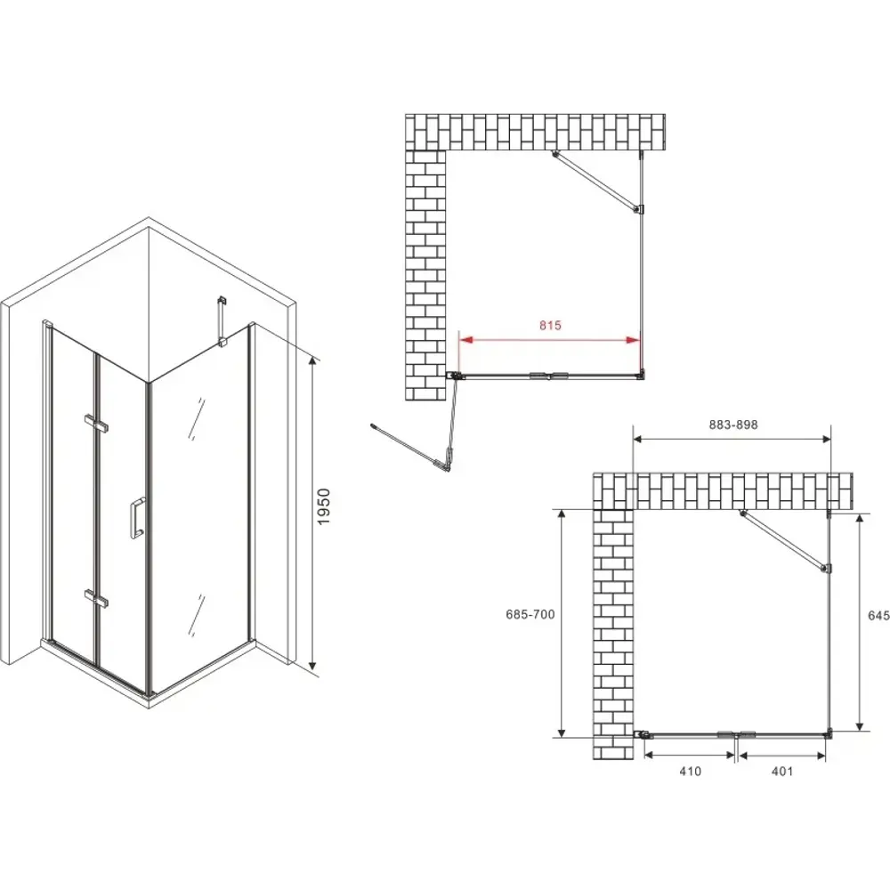 Фото 3 Душевой уголок Abber Zart 613556 прямоугольный 90x70см серебристый блеск профиль эффект стекла прозрачный