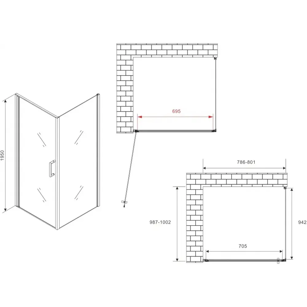 Фото 5 Душевой уголок Abber Sonnenstrand 623216 прямоугольный 100x80см серебро профиль эффект стекла матовый