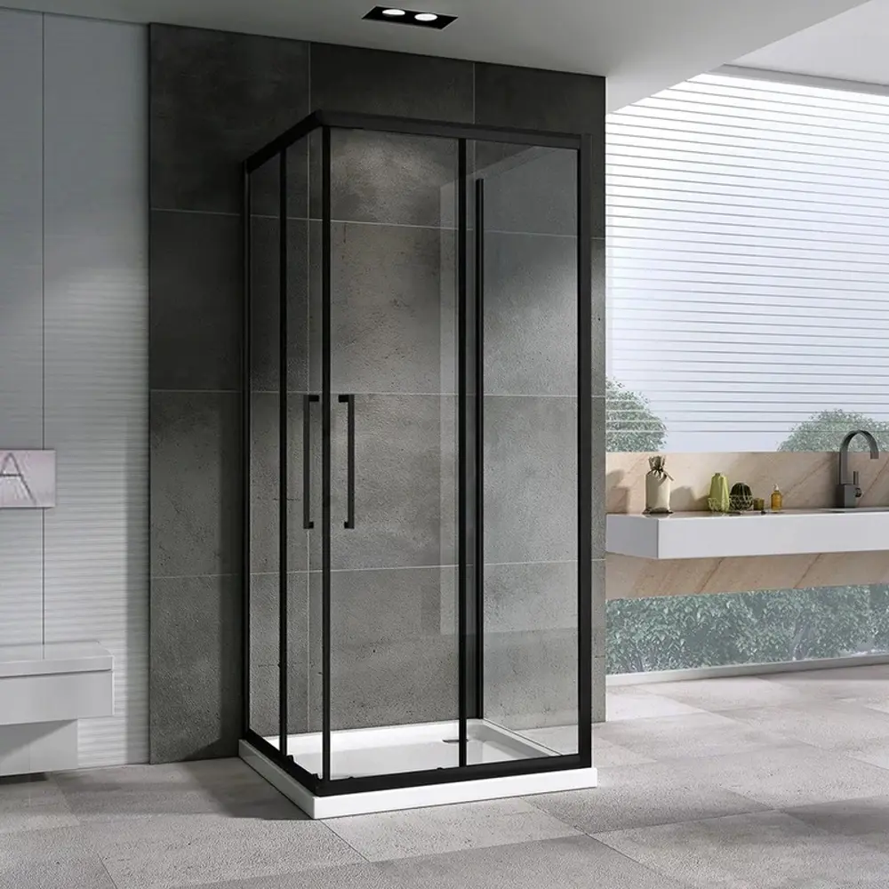 Фото 2 Душевой уголок Abber Schwarzer Diamant 623265 квадратный 100x100см черный профиль эффект стекла прозрачный Фото 2 Душевой уголок Abber Schwarzer Diamant 623265 квадратный 100x100см черный профиль эффект стекла прозрачный
