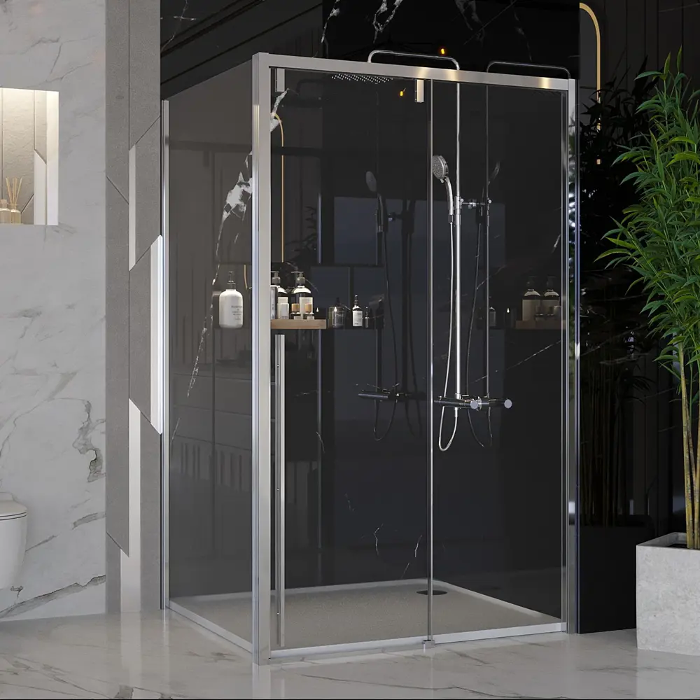 Фото Душевой уголок Ambassador Intense 460376 прямоугольный 120x80см серебро профиль эффект стекла прозрачный Фото Душевой уголок Ambassador Intense 460376 прямоугольный 120x80см серебро профиль эффект стекла прозрачный