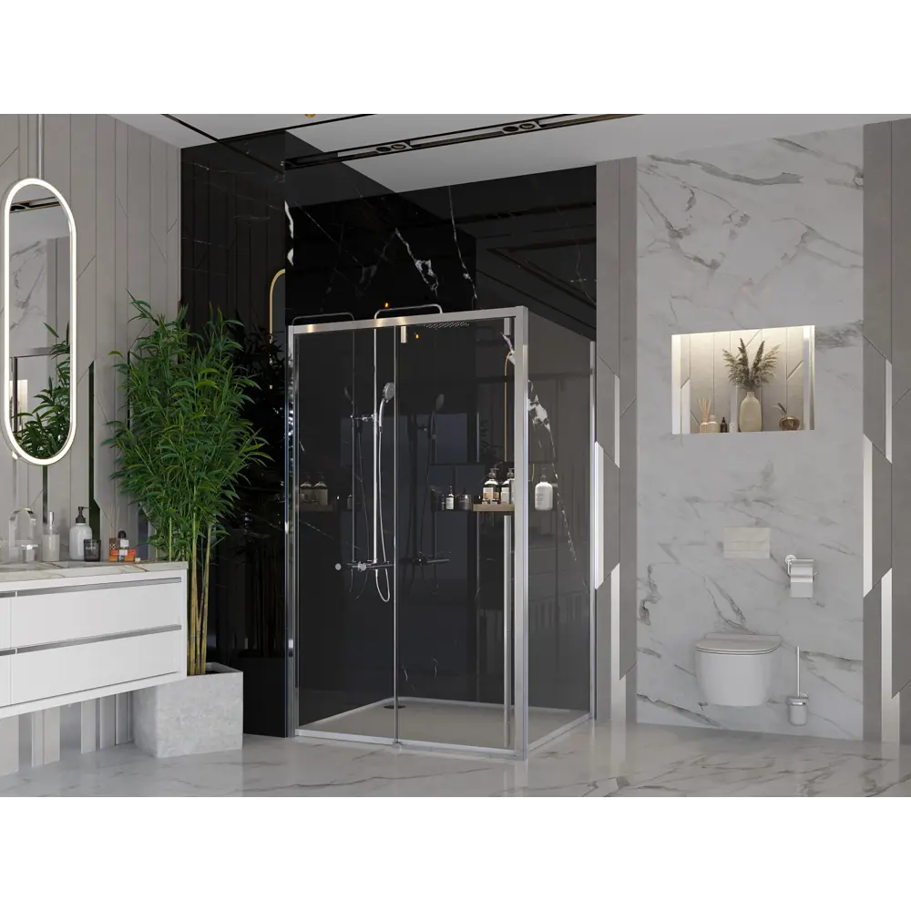 Фото 2 Душевой уголок Ambassador Intense 460376 прямоугольный 120x80см серебро профиль эффект стекла прозрачный Фото 2 Душевой уголок Ambassador Intense 460376 прямоугольный 120x80см серебро профиль эффект стекла прозрачный