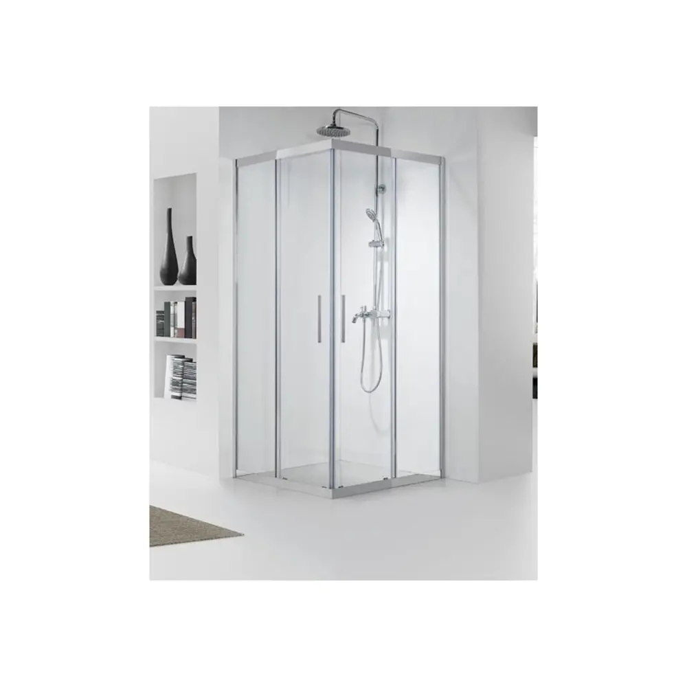 Фото 2 Душевой уголок Aquanet Delta 19507 квадратный 100x100см серебро профиль эффект стекла прозрачный Фото 2 Душевой уголок Aquanet Delta 19507 квадратный 100x100см серебро профиль эффект стекла прозрачный