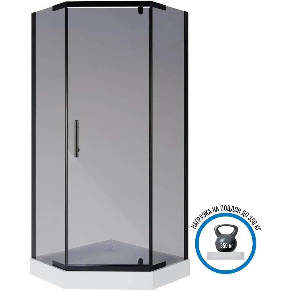 Фото 7 Душевой уголок Niagara Eco 555964 пятиугольный 89.5x89.5см черный профиль эффект стекла тонированный Фото 7 Душевой уголок Niagara Eco 555964 пятиугольный 89.5x89.5см черный профиль эффект стекла тонированный