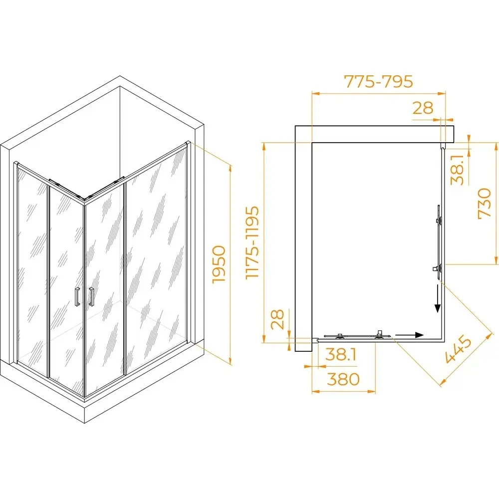 Фото 4 Душевой уголок Rgw Passage 581414 прямоугольный 80x120см черный профиль эффект стекла прозрачный Фото 4 Душевой уголок Rgw Passage 581414 прямоугольный 80x120см черный профиль эффект стекла прозрачный