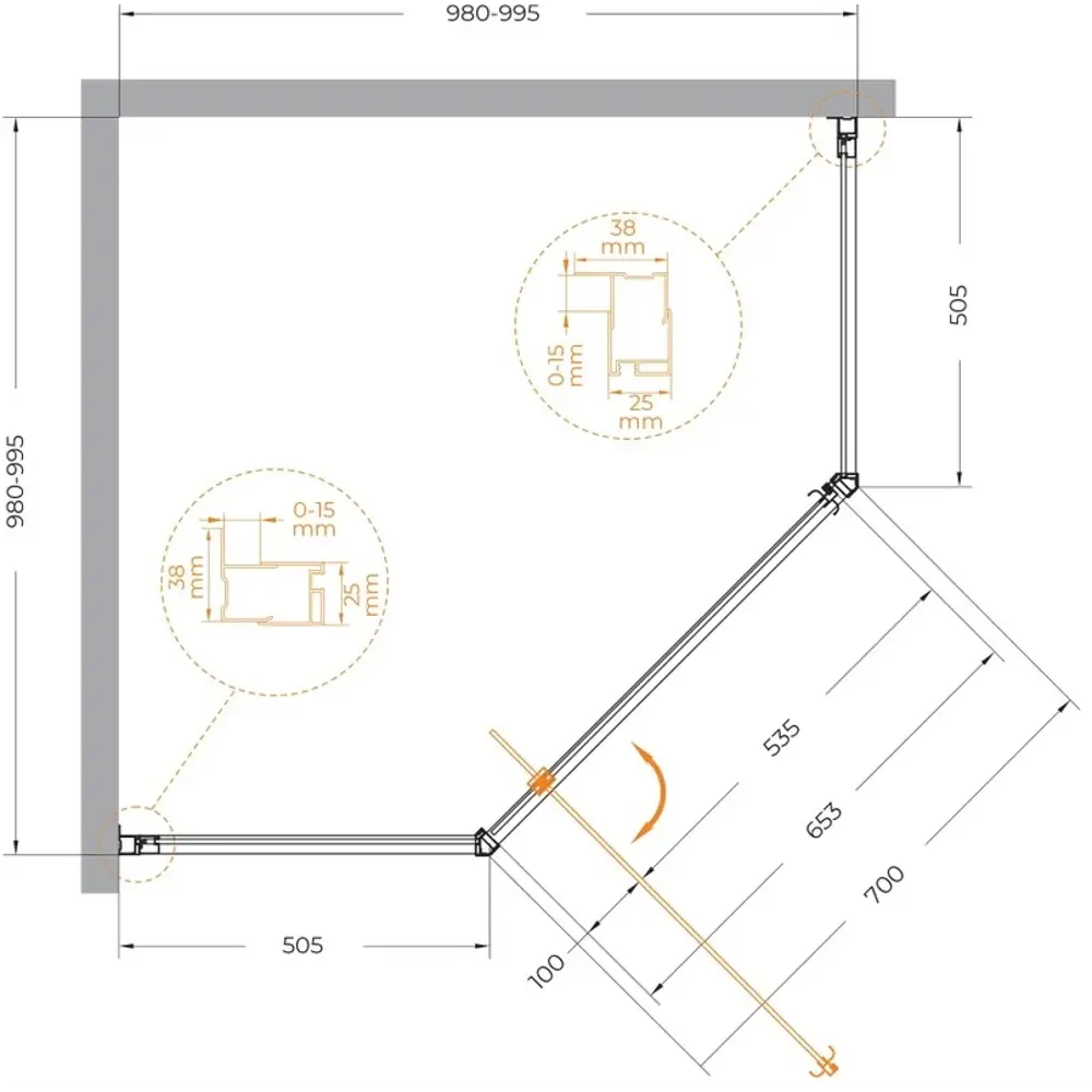 Фото 3 Душевой уголок Cezares Eco 595288 пятиугольный 99x99см серебро профиль эффект стекла матовый Фото 3 Душевой уголок Cezares Eco 595288 пятиугольный 99x99см серебро профиль эффект стекла матовый