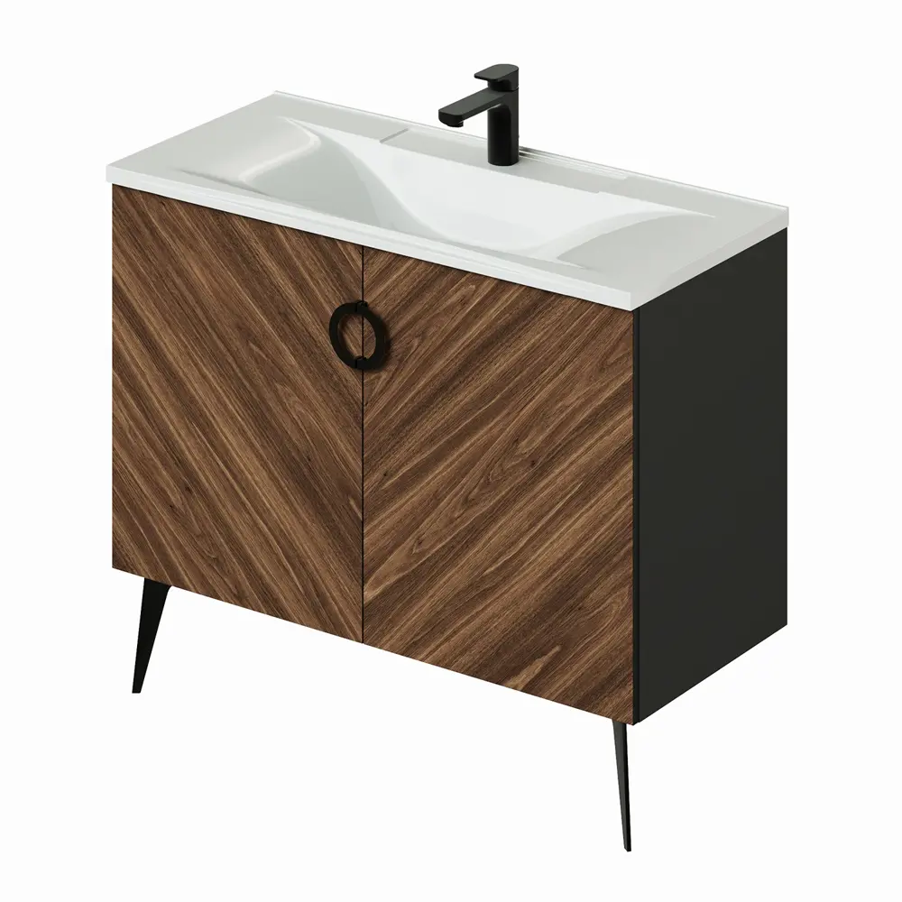 Фото 2 Тумба под раковину Итана Palladio напольная с раковиной 98.70см цвет коричневый Фото 2 Тумба под раковину Итана Palladio напольная с раковиной 98.70см цвет коричневый