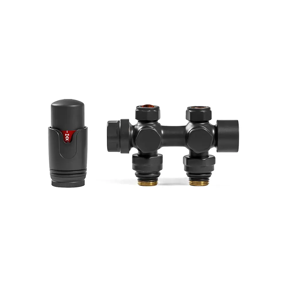 Фото 3 Узел нижнего подключения прямой Н-образный Arbiola Smart Duo 1/2" с термостатической головкой M30x1.5 антрацит Фото 3 Узел нижнего подключения прямой Н-образный Arbiola Smart Duo 1/2" с термостатической головкой M30x1.5 антрацит