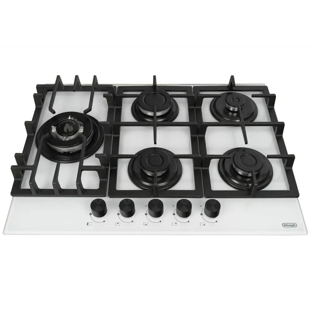 Фото 3 Газовая варочная панель Delonghi GERMANA 7GW BB 69 см 5 конфорок цвет Белый. Фото 3 Газовая варочная панель Delonghi GERMANA 7GW BB 69 см 5 конфорок цвет Белый.