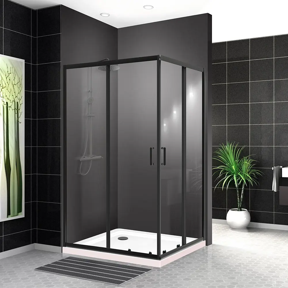Фото Душевой уголок Belbagno Uno 459423 прямоугольный 100x80см черный профиль эффект стекла прозрачный Фото Душевой уголок Belbagno Uno 459423 прямоугольный 100x80см черный профиль эффект стекла прозрачный