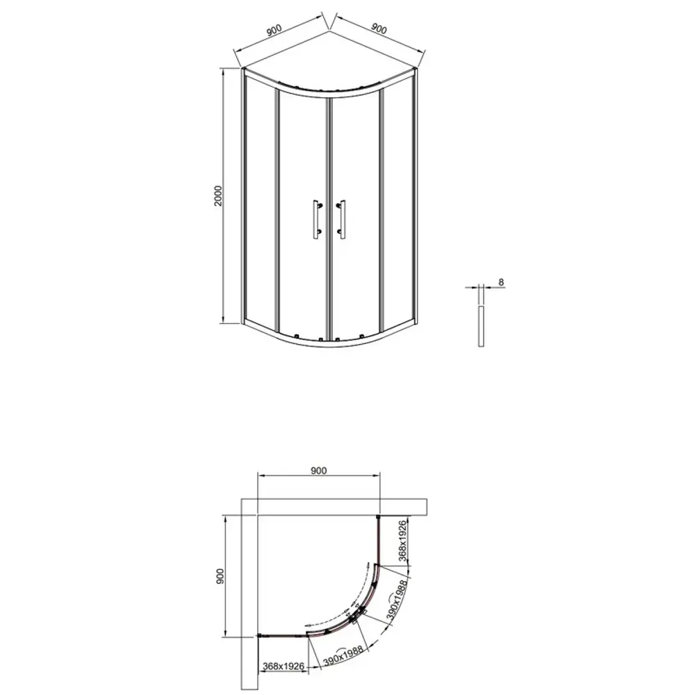 Фото 4 Душевой уголок Timo TPSS-90/03C-8 90x90 см, профиль черный, стекло прозрачное