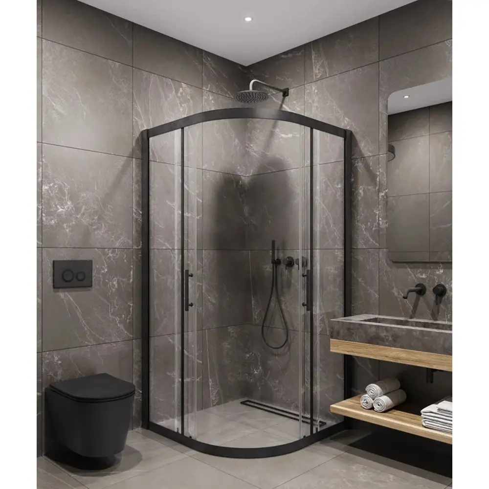 Фото 2 Душевой уголок Timo TPSS-90/03C-8 90x90 см, профиль черный, стекло прозрачное