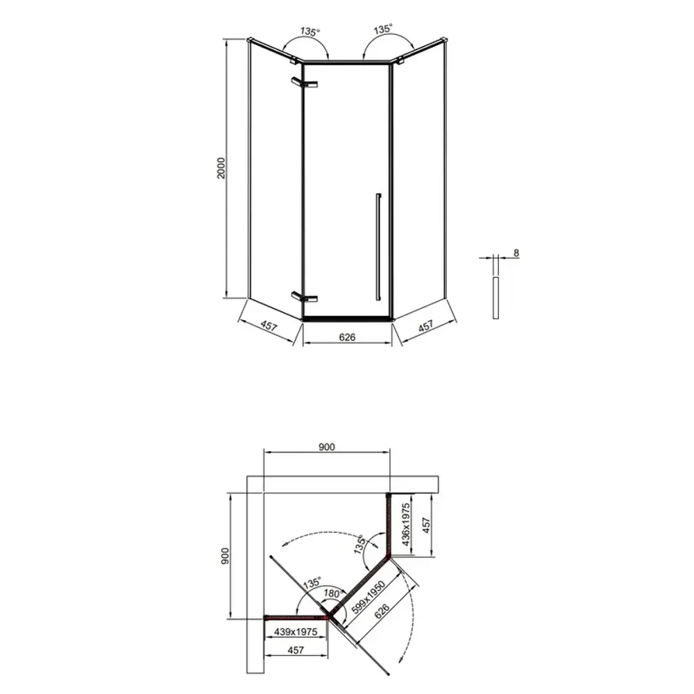 Фото 4 Душевой уголок Timo TTSSP-100/03C-8 100x100 см, профиль черный, стекло прозрачное