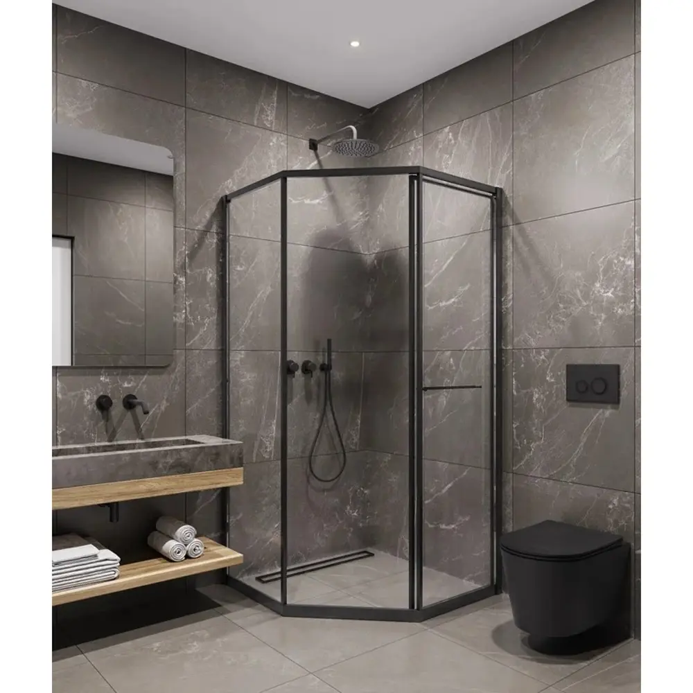 Фото 2 Душевой уголок Timo TTSS-100/03C-8R 100x100 см, профиль черный, стекло прозрачное