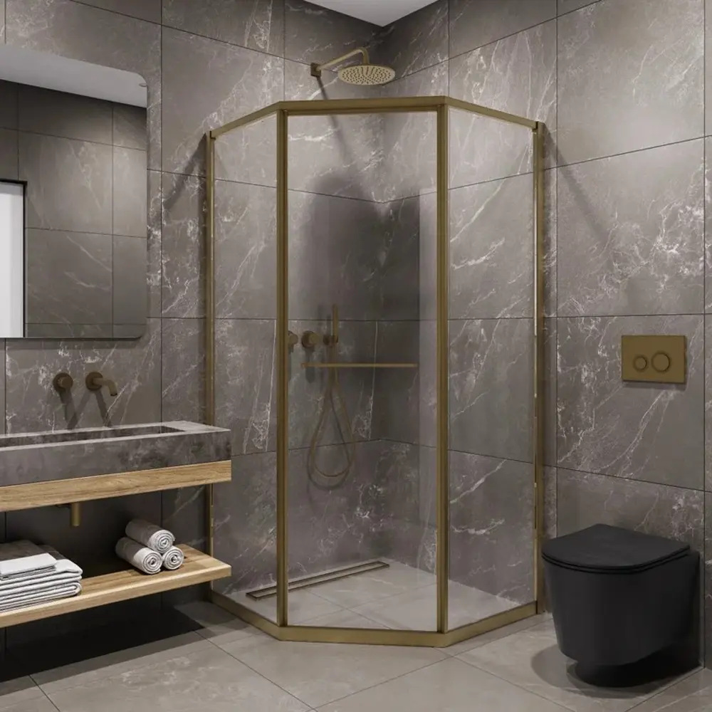 Фото Душевой уголок Timo TTSS-100/17C-8R 100x100 см, профиль матовое золото, стекло прозрачное Фото Душевой уголок Timo TTSS-100/17C-8R 100x100 см, профиль матовое золото, стекло прозрачное