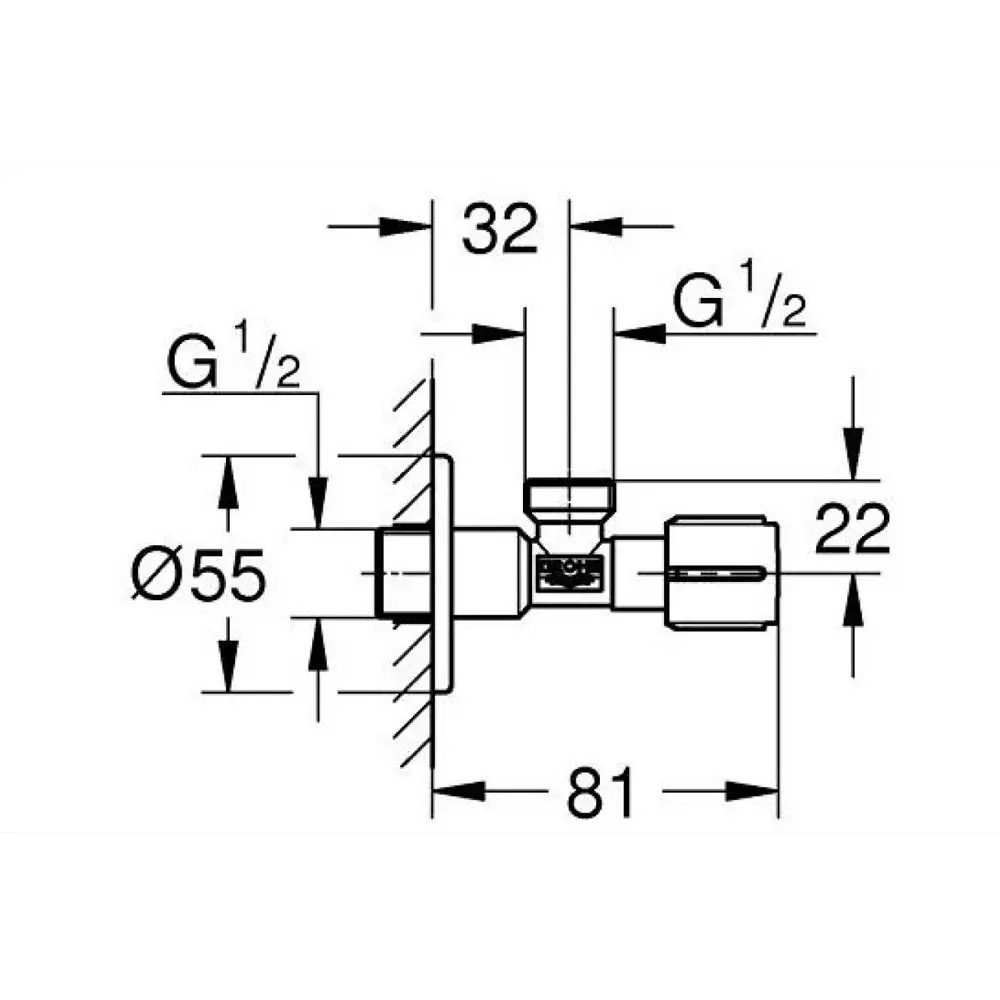 Фото 3 Угловой вентиль 1/2 дюйма Grohe холодный рассвет матовый 22041GN0