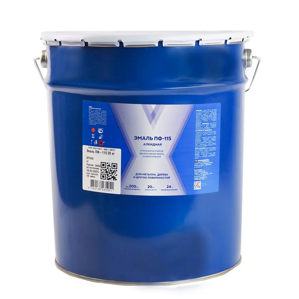 Фото Эмаль V ПФ-115 276703 глянцевая салатная 20 кг Фото Эмаль V ПФ-115 276703 глянцевая салатная 20 кг