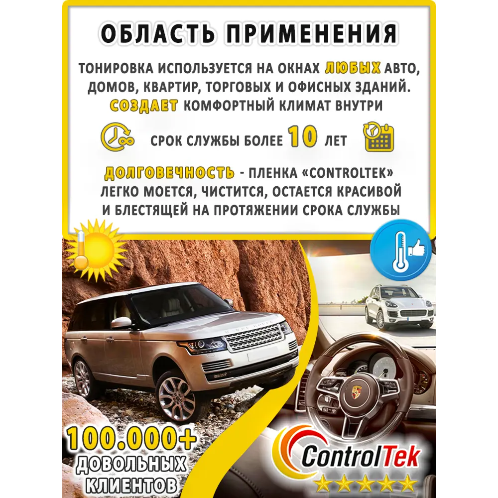 Фото 4 Пленка самоклеящаяся для стекла Controltek Charcoal 15 0.5x10 м цвет черный Фото 4 Пленка самоклеящаяся для стекла Controltek Charcoal 15 0.5x10 м цвет черный