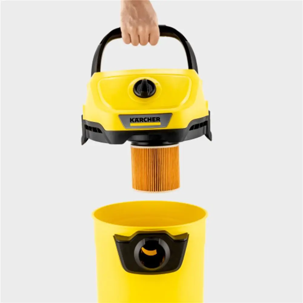 Фото 4 Пылесос с контейнером с влажной уборкой Karcher Wd 3 v-19/6/20 home 1000 Вт 1 л цвет жёлтый / золотой Фото 4 Пылесос с контейнером с влажной уборкой Karcher Wd 3 v-19/6/20 home 1000 Вт 1 л цвет жёлтый / золотой