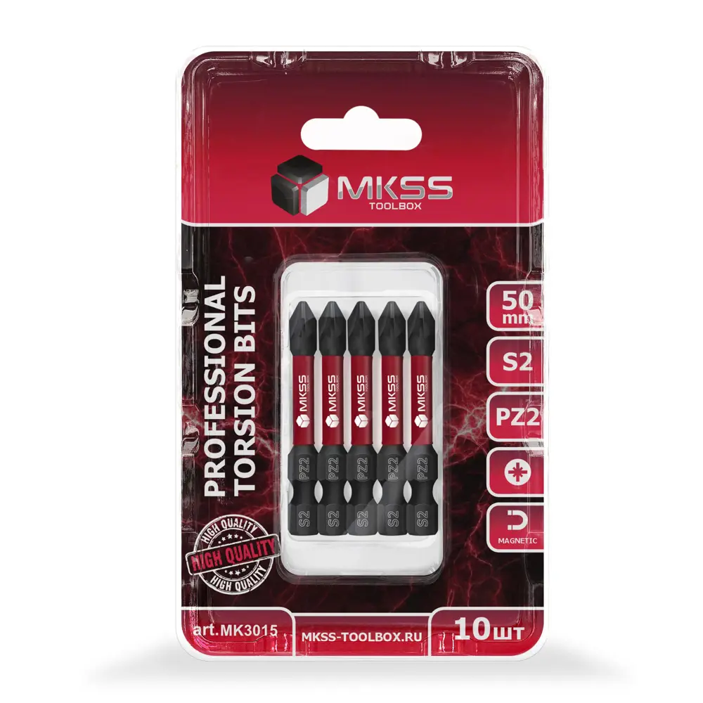Фото 2 Бита крестовая торсионная магнитная ударная Mkss Toolbox MK3015 PZ2x50 мм, 10 шт Фото 2 Бита крестовая торсионная магнитная ударная Mkss Toolbox MK3015 PZ2x50 мм, 10 шт